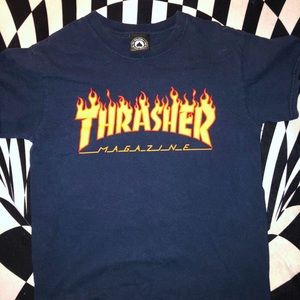 dark blue thrasher tee